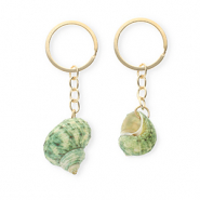 Schlüsselanhänger Muschel Multicolour green-gold