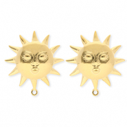 BY31&reg; Stainless Steel - Rostfrei Stahl Schmuckzubeh&ouml;r Ohrringe&nbsp;/&nbsp;Ohrstecker Sonne mit Gesicht mit &Ouml;se Gold