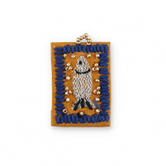 Handgefertigte Stoffanh&auml;nger fisch Brown-dark blue-silver-gold