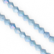 Glas Top Facett Perlen Bicone 6 mm Blue-AB coating