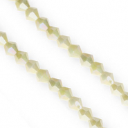 Glas Top Facett Perlen Bicone 6 mm Lime-AB coating