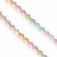 Glas Top Facett Perlen Bicone 6 mm Multicolour pastel-AB coating