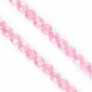 Top Glas Facett Perlen Rund 6 mm Peonia pink-AB coating