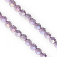 Top Glas Facett Perlen Rund 6 mm Purple-AB coating