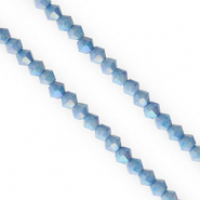Glas Top Facett Perlen Bicone 4 mm Dark blue-AB coating