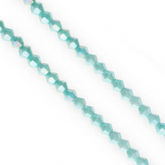 Glas Top Facett Perlen Bicone 4 mm Cyan blue-AB coating
