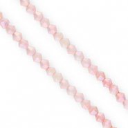 Glas Top Facett Perlen Bicone 4 mm Light pink-AB coating