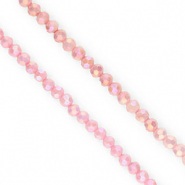 Top Glas Facett Perlen Rund 4 mm Azalea pink-AB coating