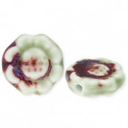 Perlen Keramik Blume Light green-port red