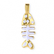 Stainless Steel - Rostfrei Stahl Anh&auml;nger Enamel Gr&auml;ten Gold-lavender white