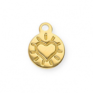 Stainless Steel - Rostfrei Stahl Anhänger Rund mit Herz Gold
