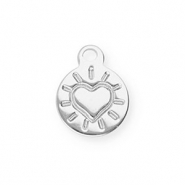 Stainless Steel - Rostfrei Stahl Anhänger Rund mit Herz Silver