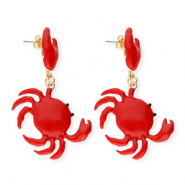 Trendy Ohrringe&nbsp;/&nbsp;Ohrstecker Enamel Krabbe mit Rostfrei Stahl-Stecker Gold-red