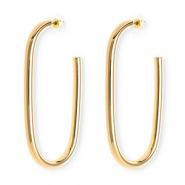 Statement Ohrringe / Ohrstecker Oval mit Rostfrei Stahl-Stecker Gold