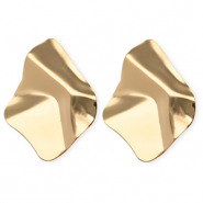 Statement Ohrringe / Ohrstecker Organic Rhombus mit Rostfrei Stahl-Stecker Gold
