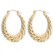 Statement Ohrringe / Creolen Verdreht mit Rostfrei Stahl-Stecker Gold