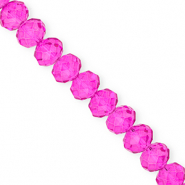 Top Glas Facett Perlen 12x9&nbsp;mm Rondellen Fuchsia pink