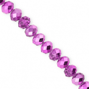 Top Glas Facett Perlen 8x6&nbsp;mm Rondellen Orchid purple-pearl shine coating