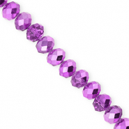 Top Glas Facett Perlen 8x6&nbsp;mm Rondellen Purple-pearl shine coating