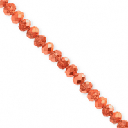 Top Glas Facett Perlen 4x3&nbsp;mm Rondellen Coral orange-pearl shine coating