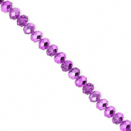 Top Glas Facett Perlen 4x3&nbsp;mm Rondellen Purple-pearl shine coating