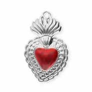 Stainless Steel - Rostfrei Stahl Anh&auml;nger Herz Silver-red
