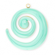 Stainless Steel - Rostfrei Stahl Anh&auml;nger Spirale Gold-mint green marble