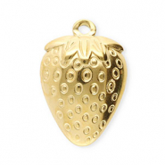 Stainless Steel - Rostfrei Stahl Anh&auml;nger Erdbeere Gold