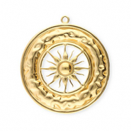 Stainless Steel - Rostfrei Stahl Anh&auml;nger Zirkel mit Sonne Gold
