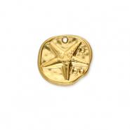 Stainless Steel - Rostfrei Stahl Anh&auml;nger Rund mit Seestern Gold