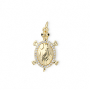 Brass TQ Metall Anh&auml;nger Schildkr&ouml;te mit Strass Gold-transparent-black