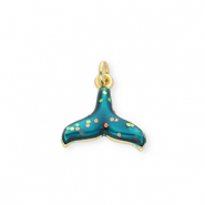 Brass TQ Metall Anh&auml;nger Schwanz Gold-teal blue