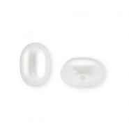 Imitationsperlen Oval vertikales F&auml;delloch White