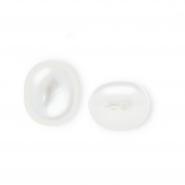 Imitationsperlen Oval vertikales F&auml;delloch White
