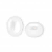 Imitationsperlen Oval vertikales F&auml;delloch White