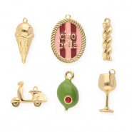BY31&reg; Eco-brass (nachaltiges Messing) Anh&auml;nger Vorteilspackung (6 St&uuml;ck) Gold-olive green-light pink-red
