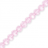 Top Glas Facett Perlen Rund 8 mm Light pink