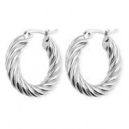 BY31&reg; Ohrringe aus rostfreiem Edelstahl / Creolen Twisted Silver