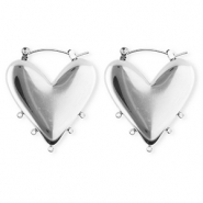 BY31&reg; Schmuckzubeh&ouml;r aus rostfreiem Edelstahl Ohrringe / Ohrstecker Herz mit 5 &Ouml;sen Silver