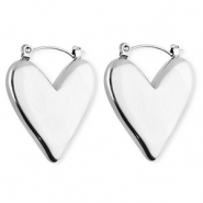 Ohrringe aus rostfreiem Edelstahl / Creolen Herz Silver