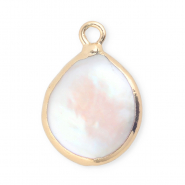 Imperfekten S&uuml;&szlig;wasserperlen Anh&auml;nger round/drop Gold-Natural white