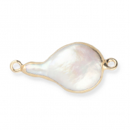 Imperfekten S&uuml;&szlig;wasserperlen Zwischenst&uuml;ck asymmetric Drop Gold-Natural white