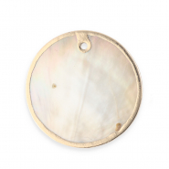 Imperfekten S&uuml;&szlig;wasserperlen Anh&auml;nger Round Gold-Natural white