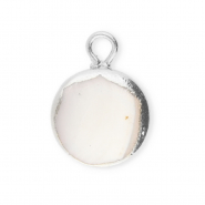 Imperfekten S&uuml;&szlig;wasserperlen Anh&auml;nger Round Silver-Natural white