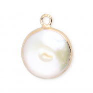 Imperfekten S&uuml;&szlig;wasserperlen Anh&auml;nger Round Gold-Natural white