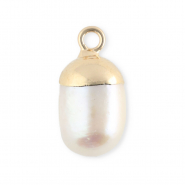 Imperfekten S&uuml;&szlig;wasserperlen Anh&auml;nger round Gold-Natural white