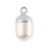 Imperfekten S&uuml;&szlig;wasserperlen Anh&auml;nger round Silver-natural white