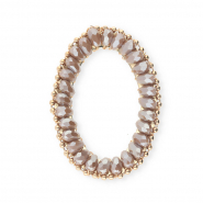 Top Facett Anhänger Oval Taupe brown-pearl shine coating-gold