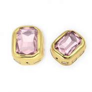 Statementperlen, rechteckig, facettiert geschliffen Gold-pink
