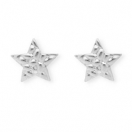 Rostfreier Edelstahl Schmuckzubeh&ouml;r Ohrringe / Ohrstecker Stern mit &Ouml;se Silver